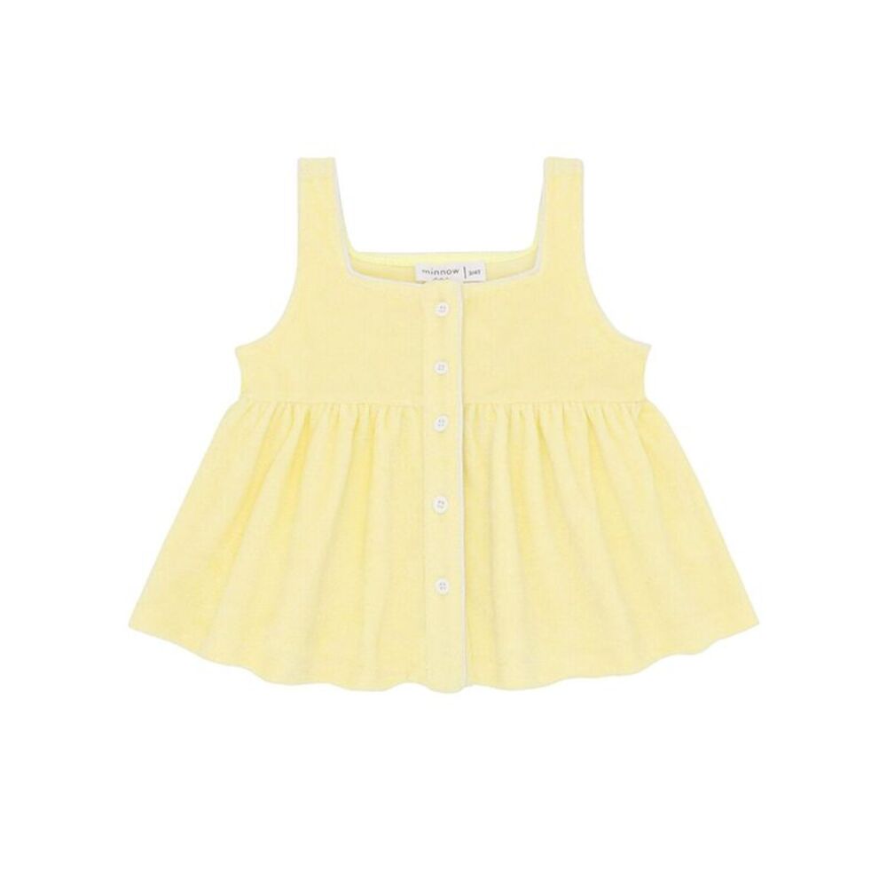 Minnow Girls  French Terry Button-Up Tank, Yellow